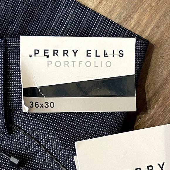 Perry Ellis‎ Dress Pants Size 38X30 (Tag 36X30) Slim Fit Blue Easy Care Stretch - Picture 6 of 7